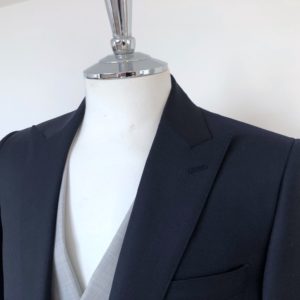 navy wedding suit with grey waistcoat
